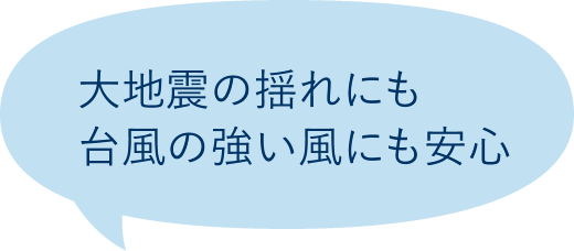 大地震の揺れにも台風の強い風にも安心